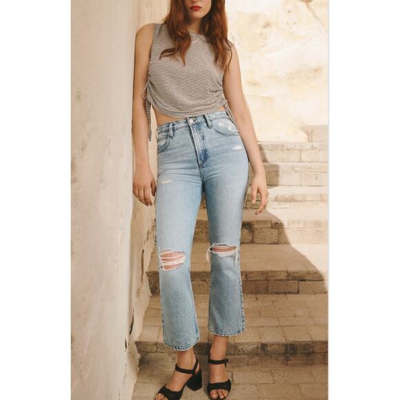 FRAME Le High N Tight Crop Mini Bootcut Jeans Sz 30 Ankle Capri Light Wash - Picture 1 of 8